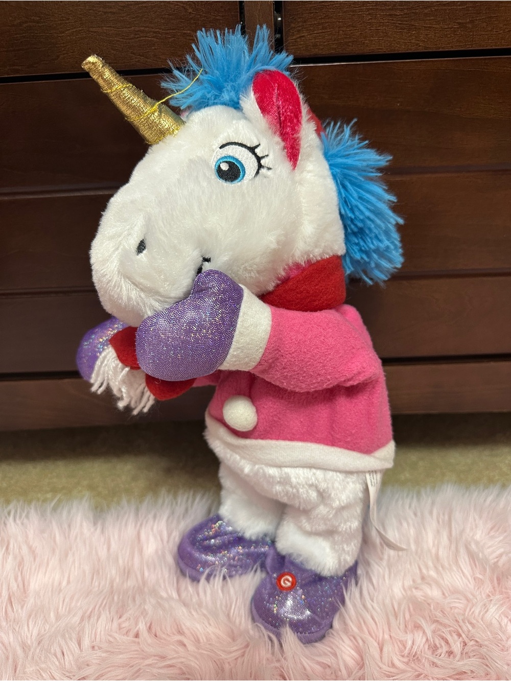 Holiday Living 13" Musical Animated Plush Unicorn Walking In A Winter Wonderland